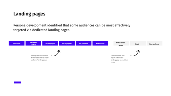 Landing pages for target audiences